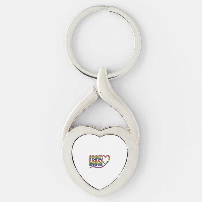 Llavero Orgullosa Mamá Corazón Arcoíris Diseño de Grabado  (Anverso)