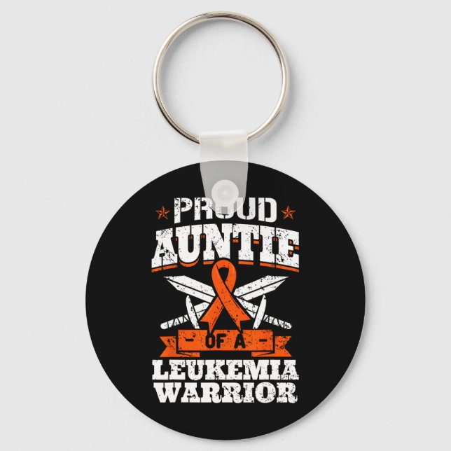 Llavero Orgullosa Tía De Un Guerrero De La Leucemia Concie (Anverso)