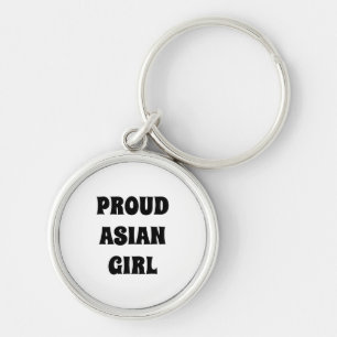 Llavero Orgulloso Chica asiático, keychain blanco negro