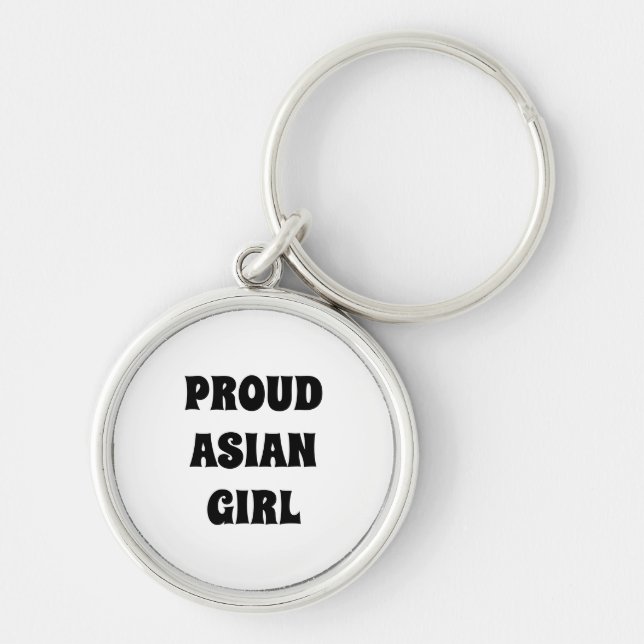 Llavero Orgulloso Chica asiático, keychain blanco negro (Frente)