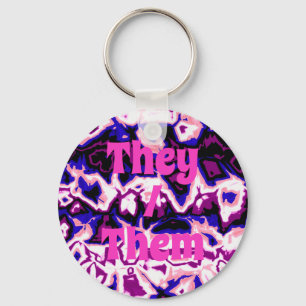 Llavero Orgulloso de rayas jaspeadas Funky Boho Retro Flui