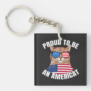 Llavero Orgulloso De Ser El Gato Estadounidense Bandera Fe