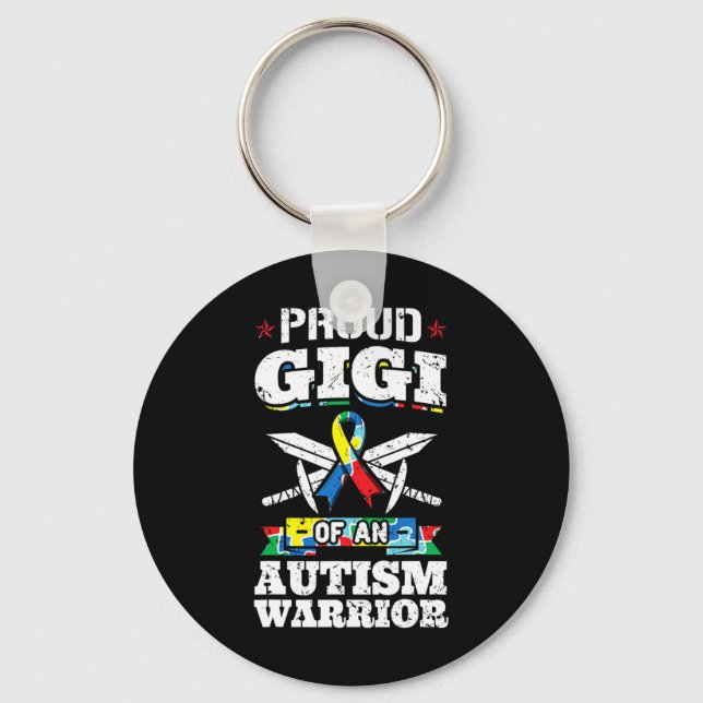 Llavero Orgulloso Gigi De Un Guerrero Del Autismo Cinta G  (Anverso)