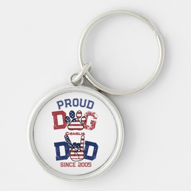 Llavero Orgulloso Mascota estadounidense perro papá ama la (Frente)