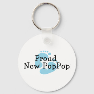 Llavero Orgulloso nuevo bebé niño huellas de PopPop