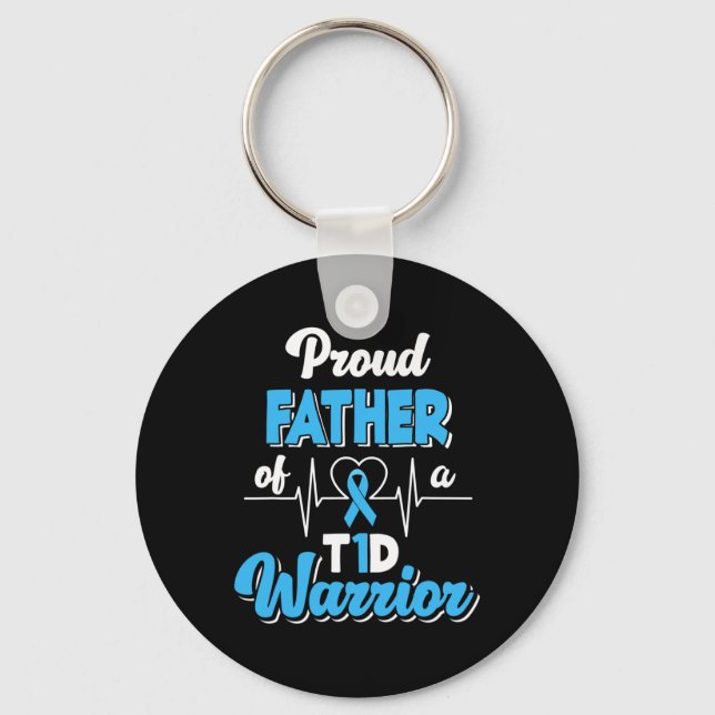Llavero Orgulloso Padre De Un Guerrero Del T1D Diabético (Anverso)