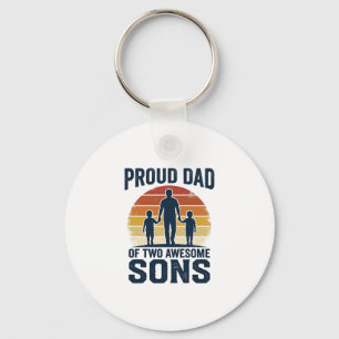 Llavero Orgulloso Papá de Dos Hijos Increíbles Diseño de C