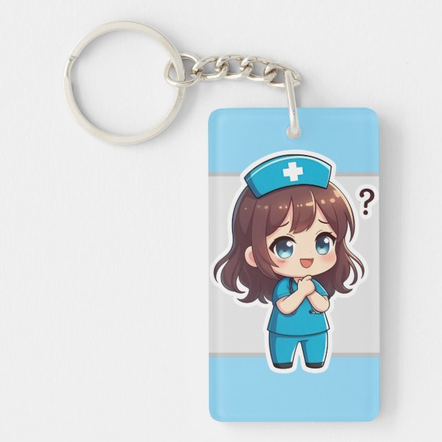 Llavero Original Chibi Nurse - El Momento de la Pregunta (Frente)