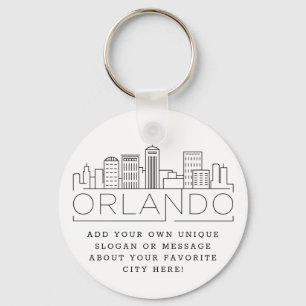 Llavero Orlando, Florida Stylized Skyline  Lema Personaliz