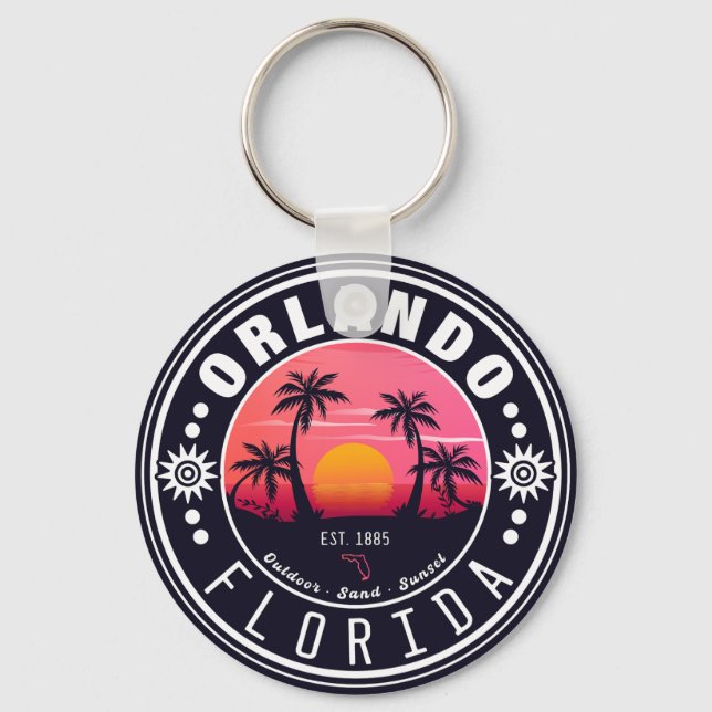 Llavero Orlando Florida tropical Retro Sunset Souvenir 60 (Anverso)
