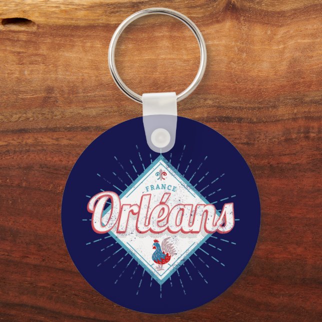 Llavero Orleans Loiret France Retro Rooster Vintage (Anverso)
