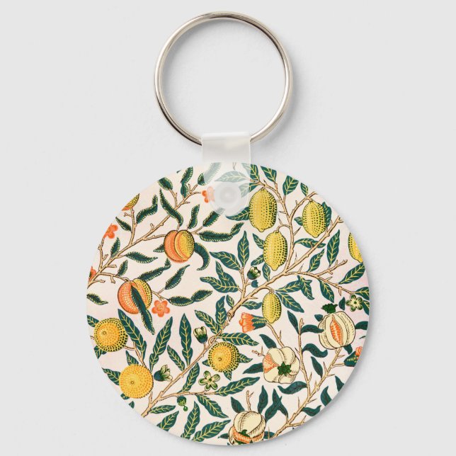 Llavero Ornamento blanco de William Morris Fruit Pomegrana (Anverso)