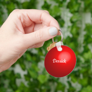 Llavero Ornamento de bola de Navidades rojos con nombre