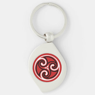 Llavero Ornamento de Triskele Celta, rojo, negro y blanco