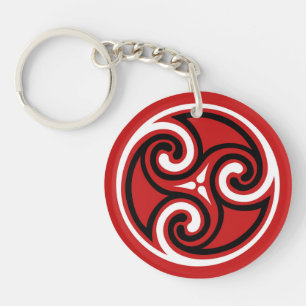 Llavero Ornamento de Triskele Celta, rojo, negro y blanco