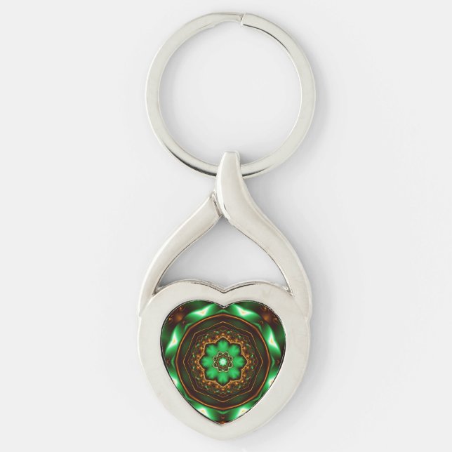 Llavero Ornamento del fractal verde (Anverso)