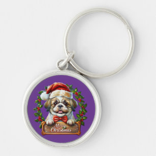 Llavero Ornamento navideño de perro lindo - Feliz Navidad
