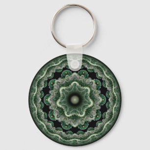 Llavero Ornamento redondo fractal verde ornamental