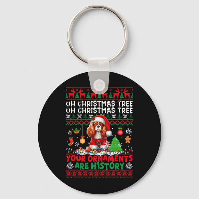 Llavero Ornamentos navideños son historia Cavalier King Ch (Anverso)