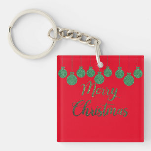 Llavero Ornamentos verdes - Feliz Navidad
