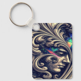 Llavero Ornate Abstract Face with Flowing Baroque Keychain