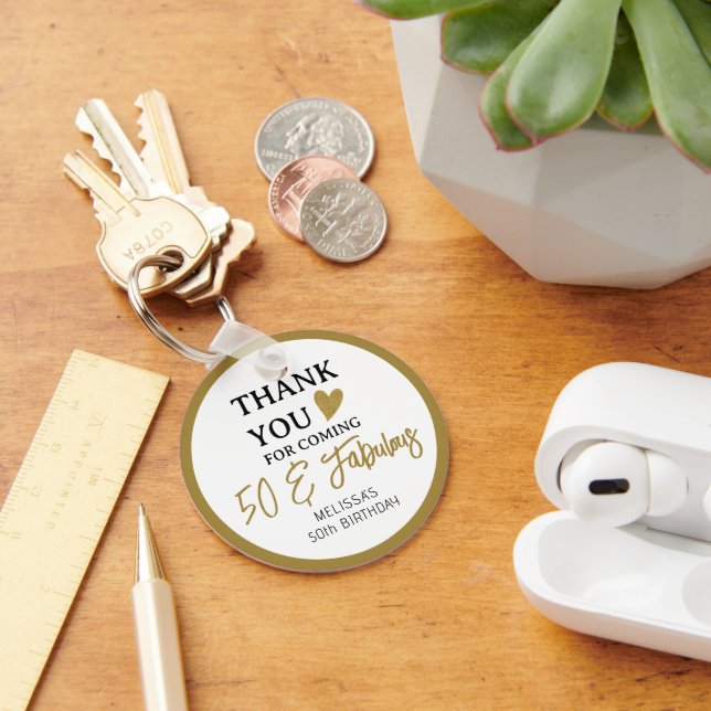Llavero Oro 50 Y Fabulosos 50 cumpleaños feriados (Escritorio )