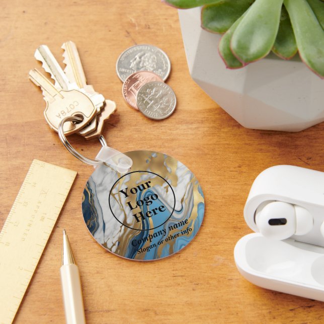 Llavero Oro azul y mármol blanco (Escritorio )