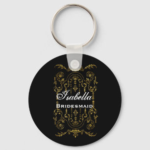 Llavero Oro B029 adornado del negro del favor de la boda