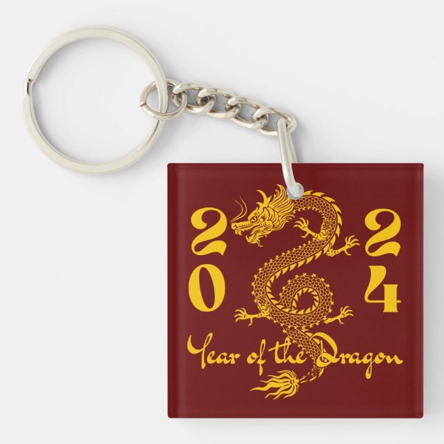 Llavero Oro del Año del Dragón (Frente)