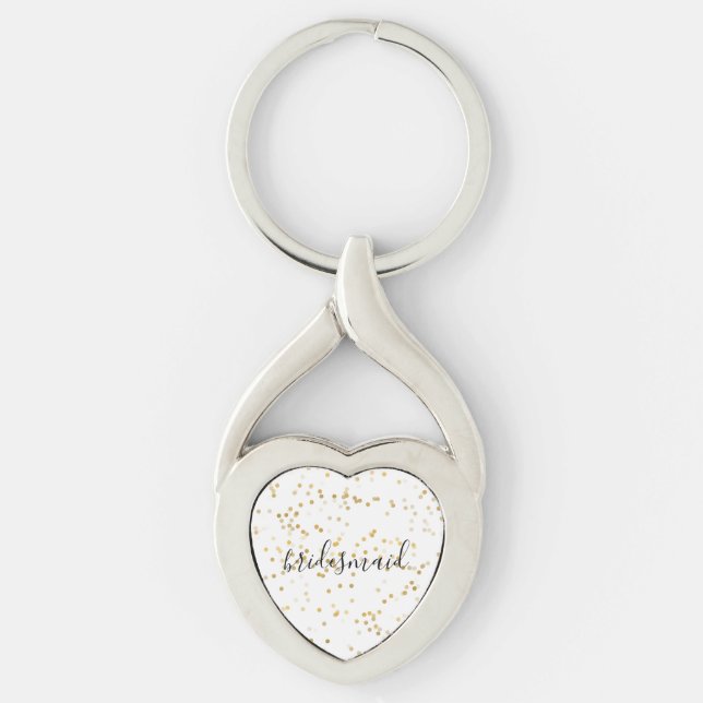Llavero Oro Glam Confetti Bridesmaid (Anverso)