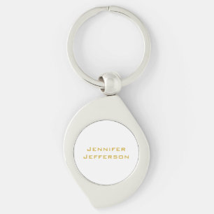 Llavero Oro Metálico y Elegante Moderno Profesional Blanco