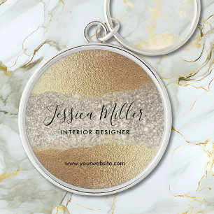 Llavero Oro Moderno Diamante Brillo Falso Hoja Lujo Glam