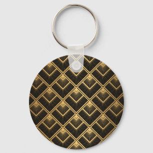 Llavero Oro negro Art Deco: geométrico