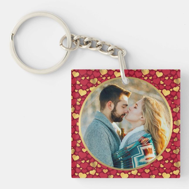 Llavero Oro personalizado, regalo El día de San Valentín d (Frente)