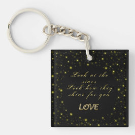 Llavero Oro personalizado y estrellas brillantes en negro