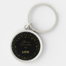 Llavero Oro personalizado y estrellas brillantes en negro