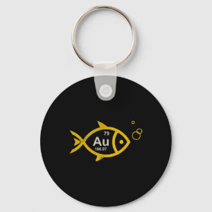 Llavero Oro Químico Vintage Pez Goldfish Elemento Au Pesca