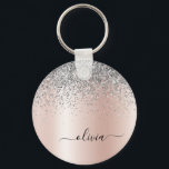 Llavero Oro Rosa - Monograma plateado Purpurina rosado Rub<br><div class="desc">Oro Rosa - Purpurina de espuma metálica de Relieve metalizado de imitación rosado y plateado de Rubor cepillado cadenas de nombres de monograma Metalizado (cadena de claves). Esto hace que el dulce perfecto cumpleaños 16, boda, ducha de novia, aniversario, ducha de bebé o fiesta de soltera sea regalo para alguien...</div>