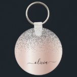 Llavero Oro Rosa - Monograma plateado Purpurina rosado Rub<br><div class="desc">Oro Rosa - Purpurina de espuma metálica de Relieve metalizado de imitación rosado y plateado de Rubor cepillado cadenas de nombres de monograma Metalizado (cadena de claves). Esto hace que el dulce perfecto cumpleaños 16, boda, ducha de novia, aniversario, ducha de bebé o fiesta de soltera sea regalo para alguien...</div>