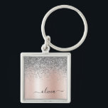 Llavero Oro Rosa - Monograma Purpurina Rubor rosado platea<br><div class="desc">Oro Rosa - Purpurina de espuma metálica de Relieve metalizado de imitación rosado y plateado de Rubor cepillado cadenas de nombres de monograma Metalizado (cadena de claves). Esto hace que el dulce perfecto cumpleaños 16, boda, ducha de novia, aniversario, ducha de bebé o fiesta de soltera sea regalo para alguien...</div>