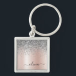 Llavero Oro Rosa - Monograma Purpurina Rubor rosado platea<br><div class="desc">Oro Rosa - Purpurina de espuma metálica de Relieve metalizado de imitación rosado y plateado de Rubor cepillado cadenas de nombres de monograma Metalizado (cadena de claves). Esto hace que el dulce perfecto cumpleaños 16, boda, ducha de novia, aniversario, ducha de bebé o fiesta de soltera sea regalo para alguien...</div>