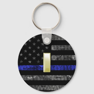 Llavero (Oro) Teniente Thin Blue Line Distresress Flag