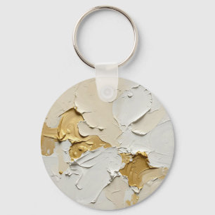 Llavero Oro Texturizado Impasto Abstracto Neutro