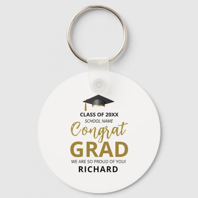 Llavero Oro y negro | Regalo moderno del Personalizado de  (Anverso)