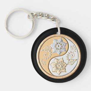 Llavero Oro y plata Yin Yang