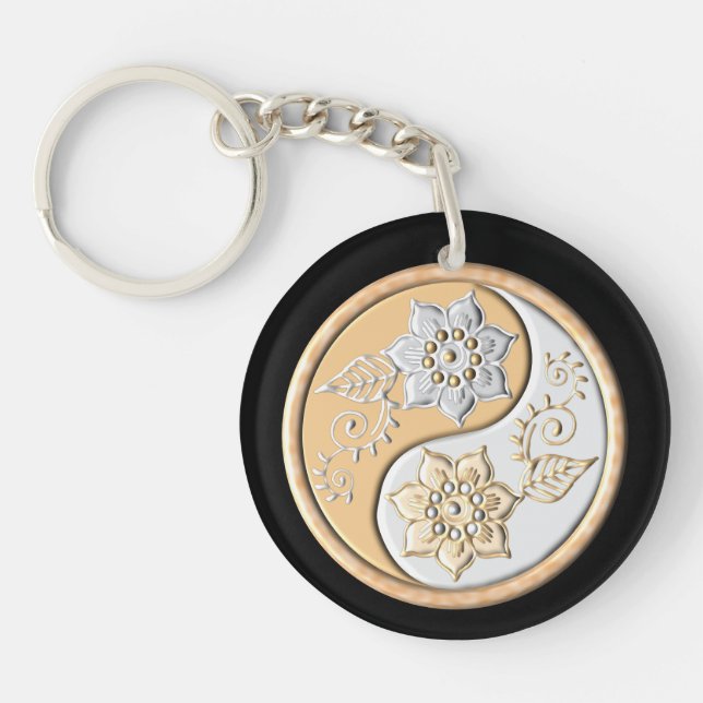 Llavero Oro y plata Yin Yang  (Frente)