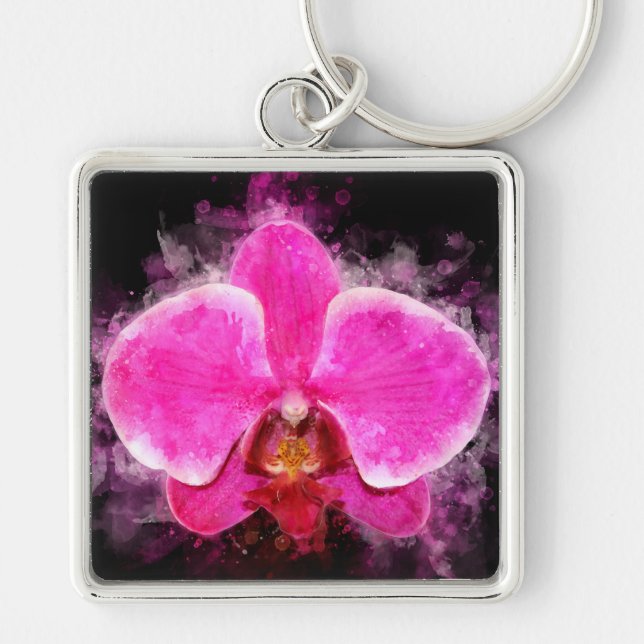 Llavero Orquídea acuarela - rosa bb 02 (Frente)