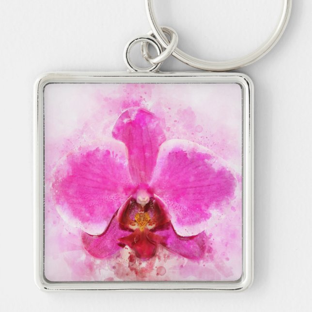 Llavero Orquídea acuarela - wb rosa 02 (Frente)