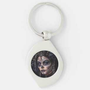 Llavero Orquídea Amatista Calavera – Calavera Gótica Azuca