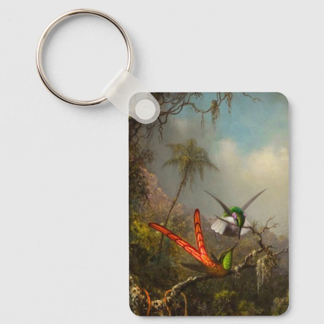 Llavero Orquídea con dos colibríes Heade (Anverso)